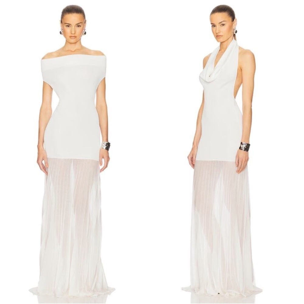 NWT HELSA Jazzlyn White Halter Maxi Cowl Neck Dress - Picture 3 of 3